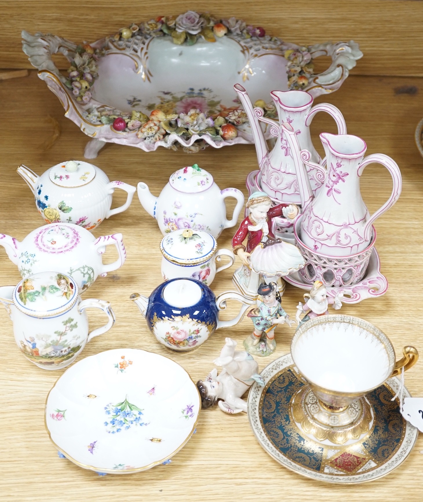 A mixed collection of 19th century and later continental porcelain